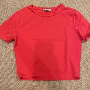zara pink cropped t shirt